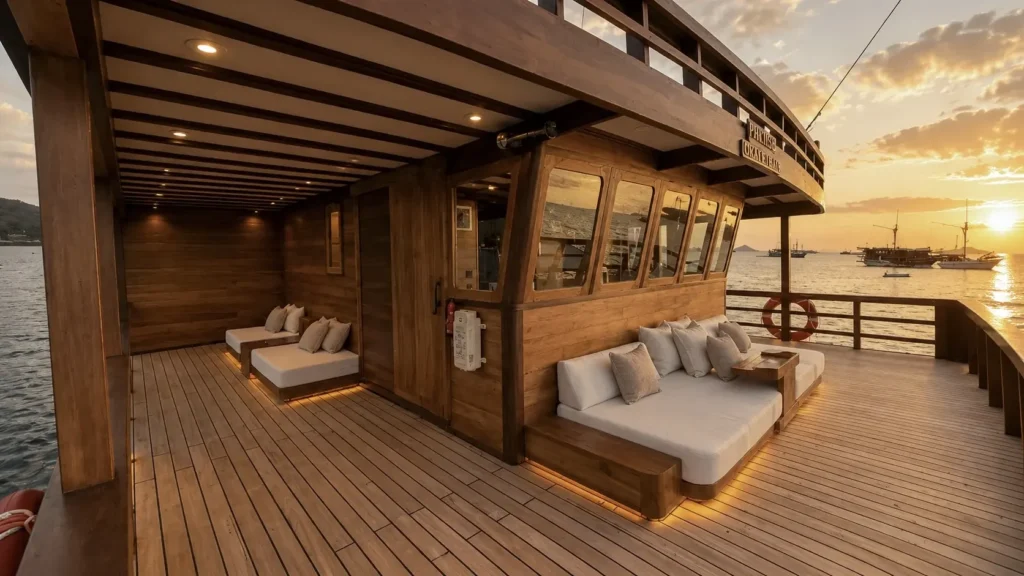 Main deck lounge aboard Papiton Allo phinisi