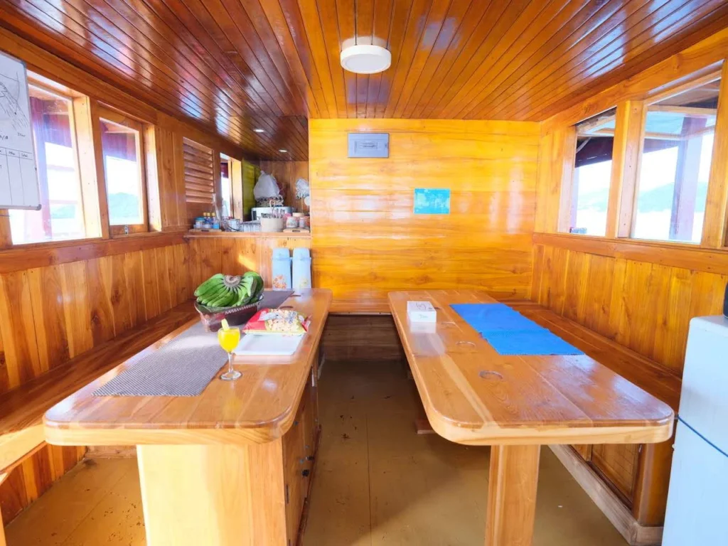 Indoor dining area aboard Queenesia I