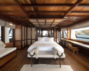 Ocean View Master Cabin bedroom aboard Sanya yacht