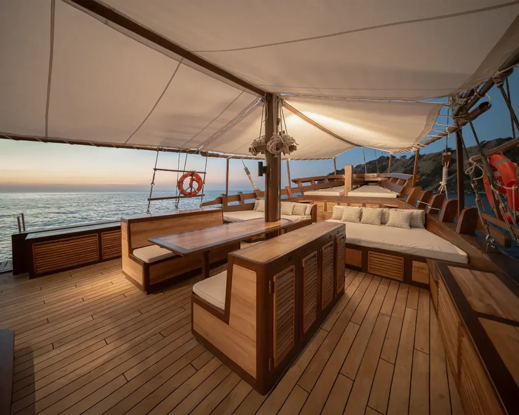 Open deck lounge aboard Sanya yacht