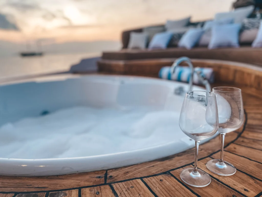 Jacuzzi relaxation area aboard Sea Familia 1