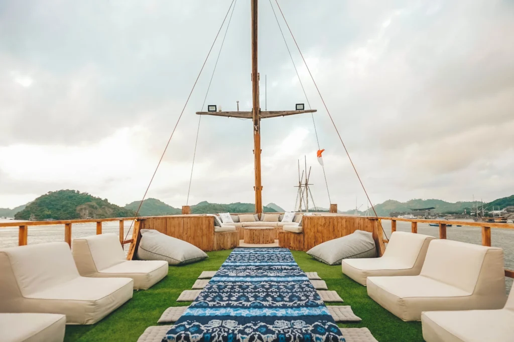 Outdoor relaxation deck aboard Sea Familia 1