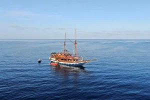 Aerial view of Sea Safari 6 at sea