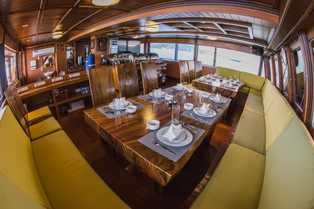 Air-conditioned dining room aboard Sea Safari 6