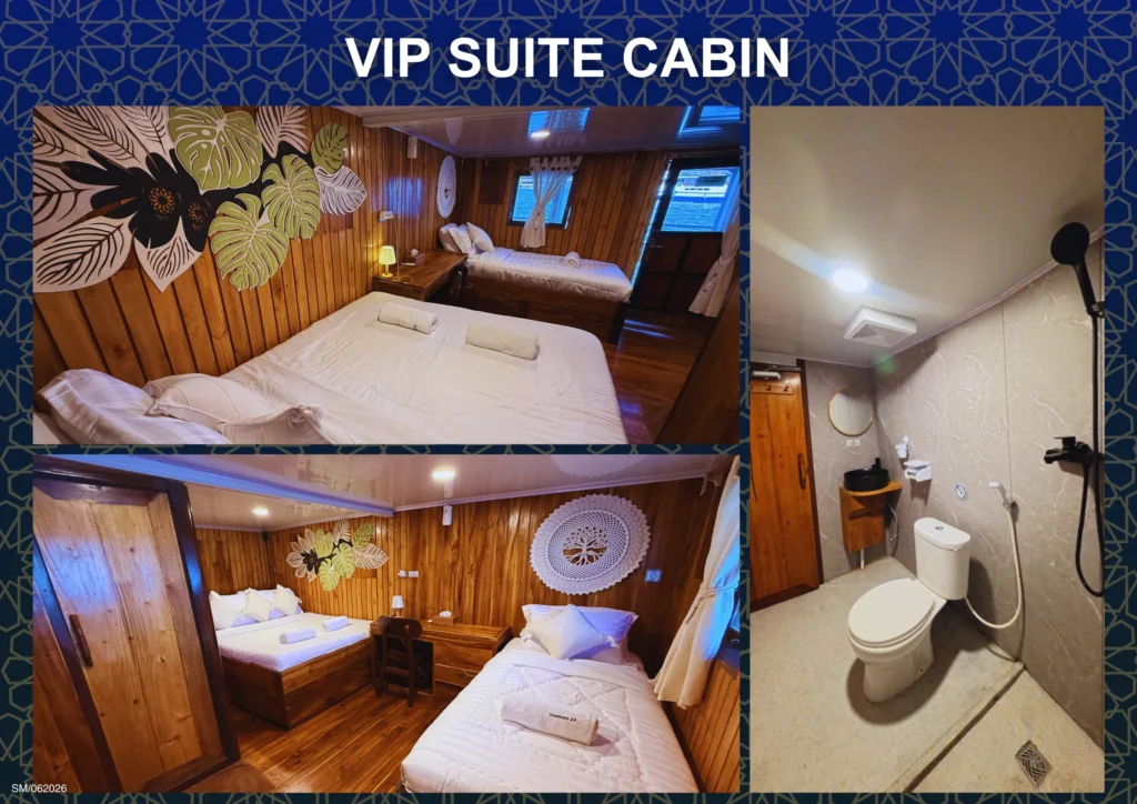 VIP suite cabin and ensuite bathroom aboard Seamore Papua