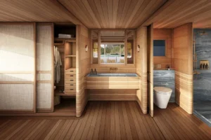 Official render of an ensuite bathroom aboard Sejiwa
