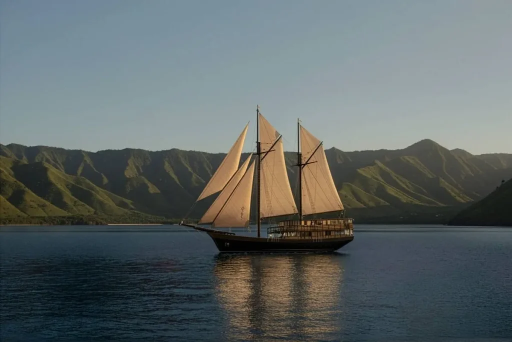 Official side exterior render of Sejiwa under sail