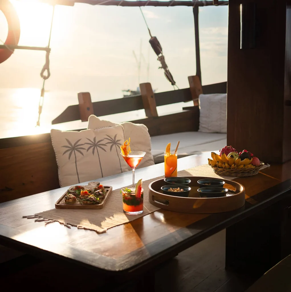 Cocktails prepared by the bartender aboard Senja