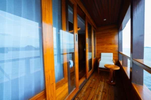 Private balcony outside a Seven Angel upper-deck VIP cabin
