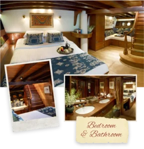 Banda Suite master cabin with king bed aboard Si Datu Bua