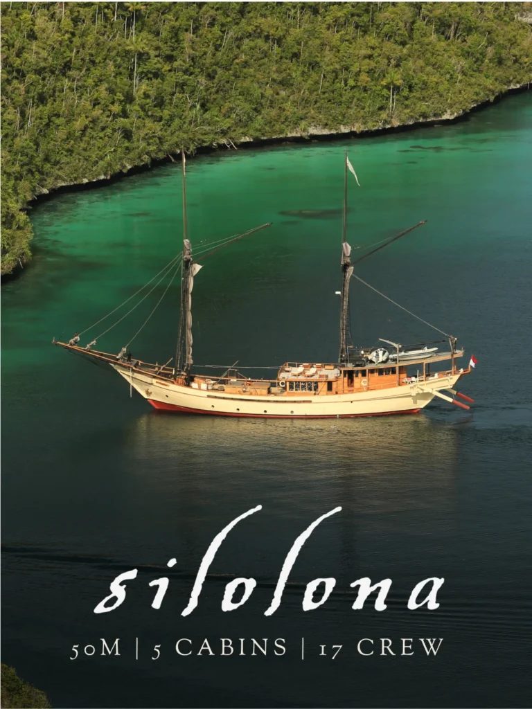 Silolona 50m phinisi under sail in eastern Indonesia