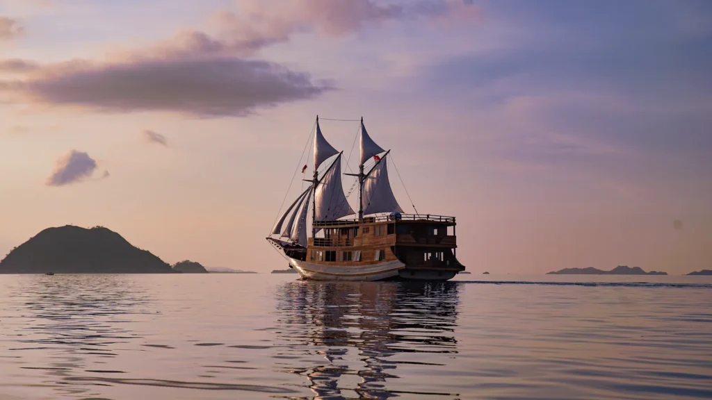 Sundari exterior at anchor aboard Sundari Voyages phinisi