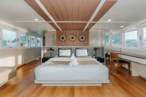 Master cabin on Tara, the top grade with ensuite bathroom and air conditioning