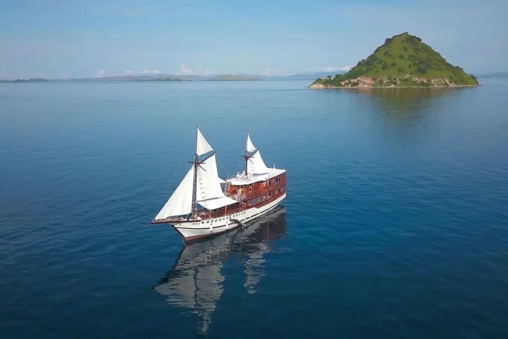 Vinca Voyages at anchor off an island in Komodo National Park