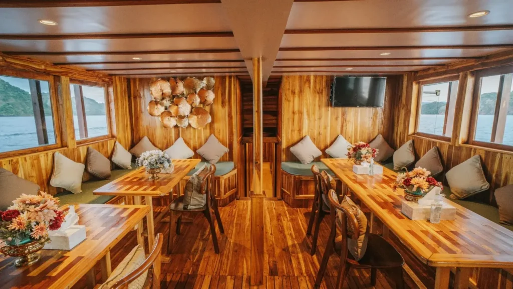 Official indoor dining space aboard Zada Nara