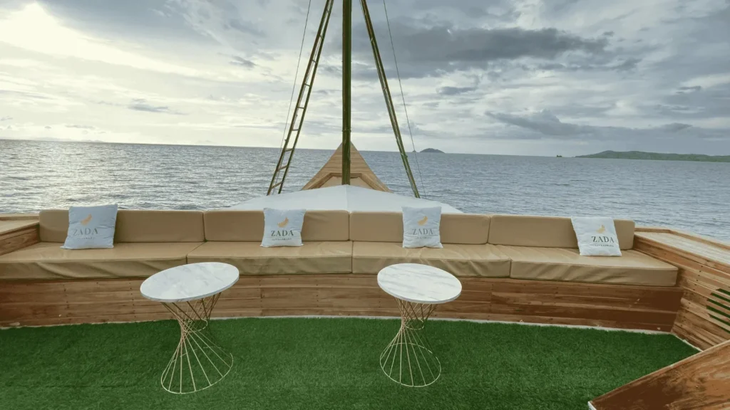 Forward bow lounge with sea views aboard Zada Ulla