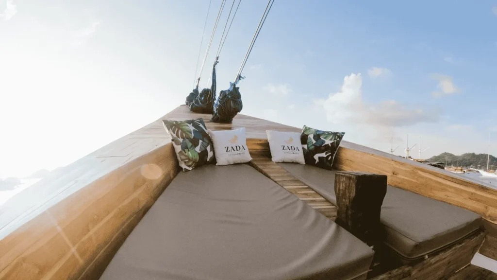 Sun pads on the forward deck of Zada Ulla