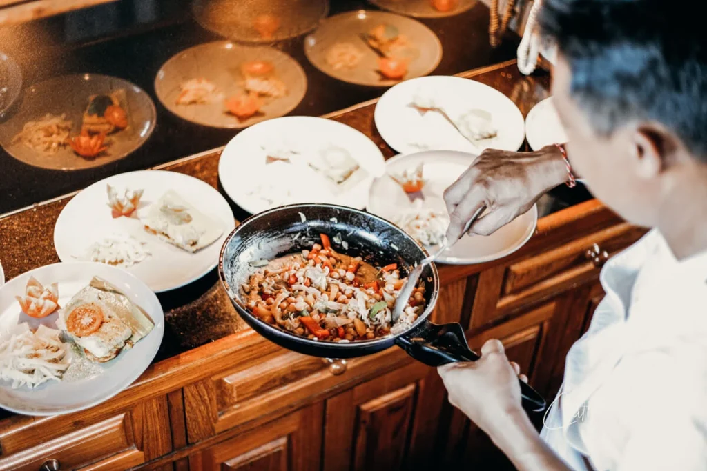 Freshly prepared cuisine served aboard Adelaar