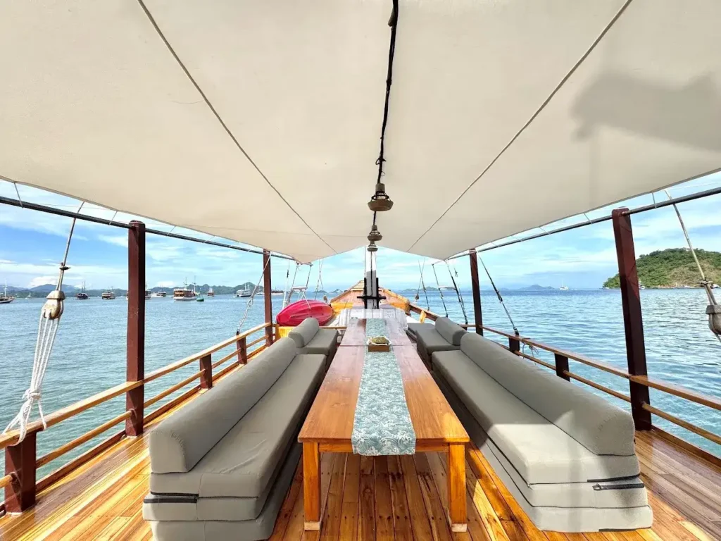 Outdoor dining area aboard Andalucia II