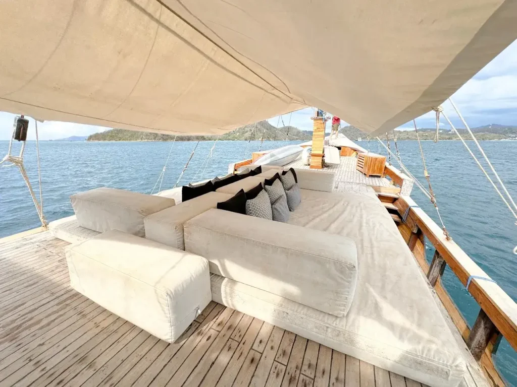 Outdoor chill area aboard Blackbeard Phinisi