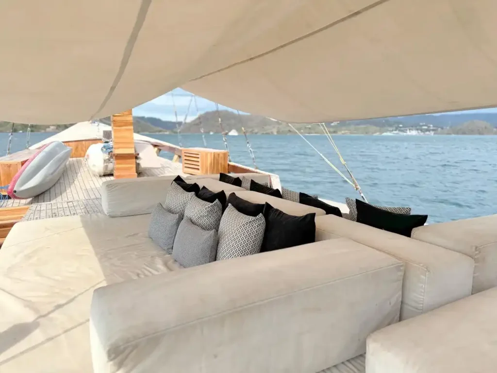 Daybed in an outdoor chill area aboard Blackbeard