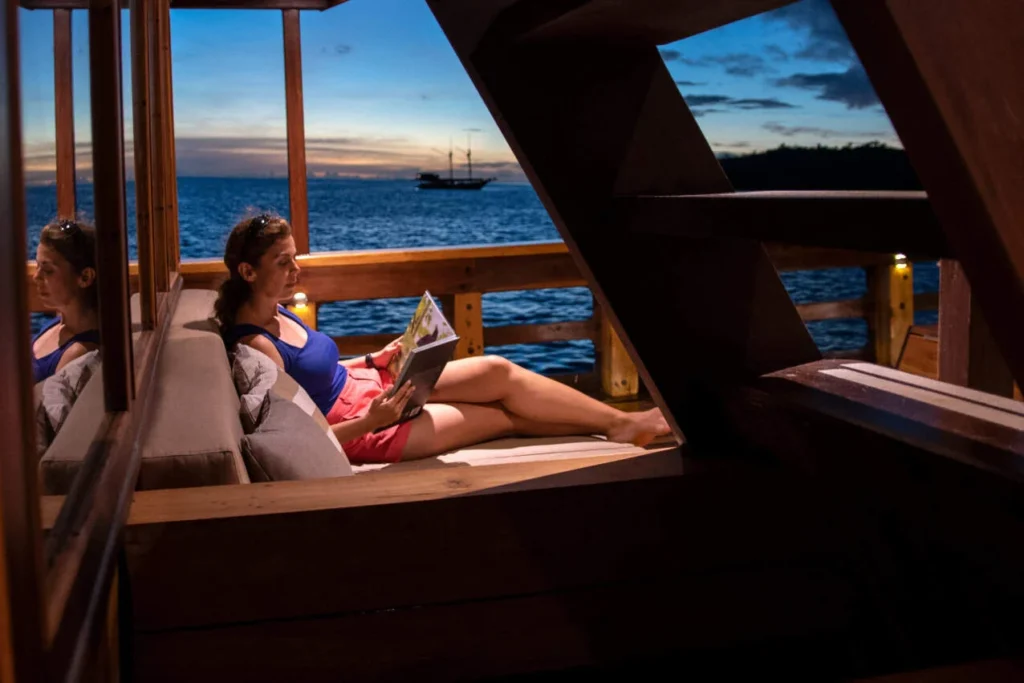 Outdoor leisure area on the main deck of Coralia