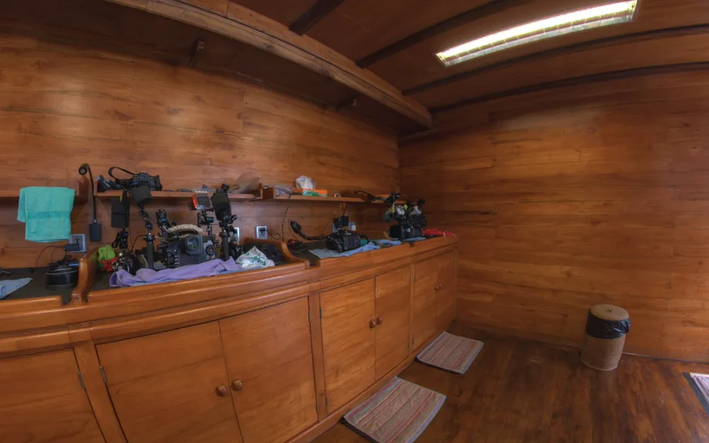 Dedicated underwater camera room aboard Damai II