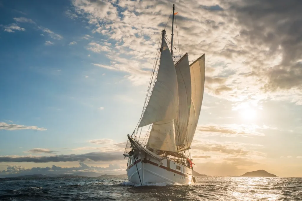Bow view of Emperor Raja Laut in Indonesian waters