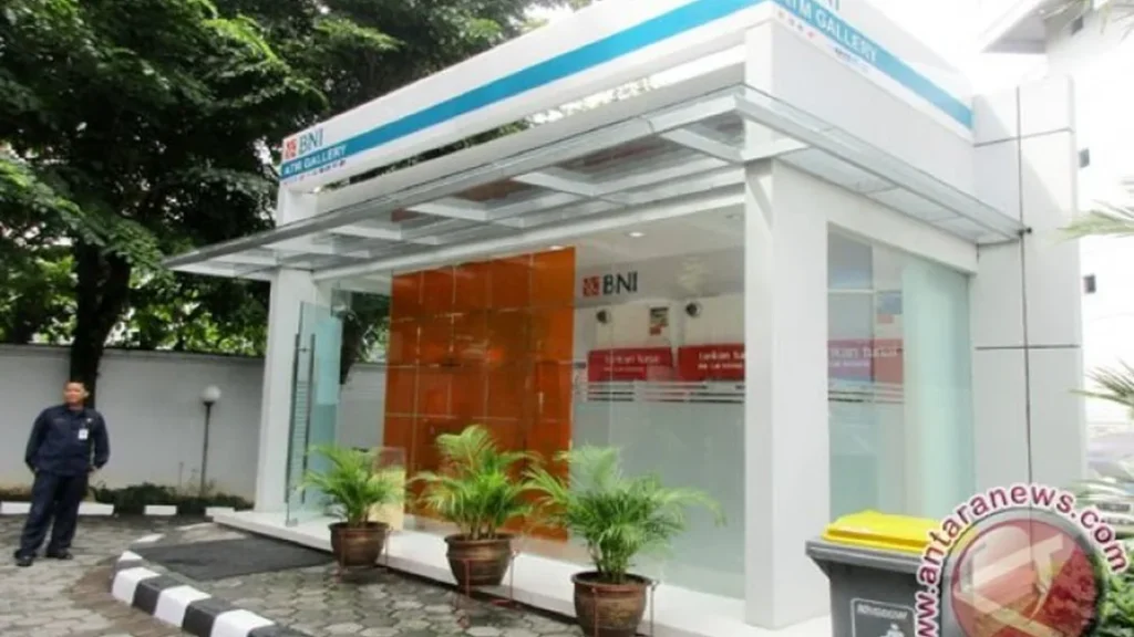 Exterior view of a BNI ATM gallery in Indonesia