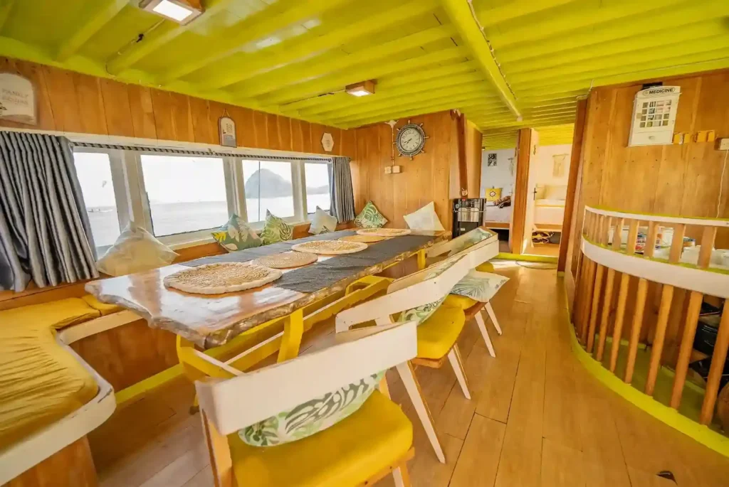 Indoor dining area aboard NK Jaya 2