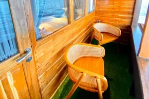 Main-deck Deluxe Cabin balcony aboard Revfiero phinisi