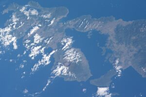Space photograph of Saleh Bay and surrounding islands in Sumbawa