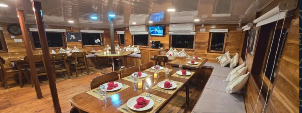 Indoor dining lounge aboard Seamore Papua